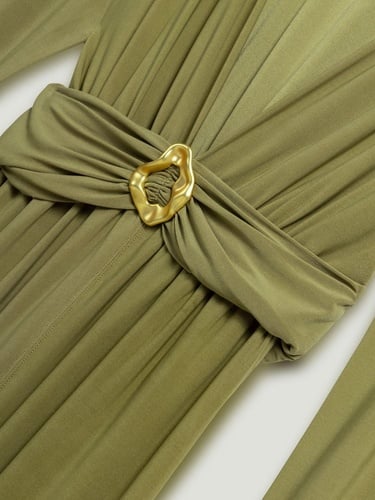  Bel Aksesuar Detaylı Maxi Elbise