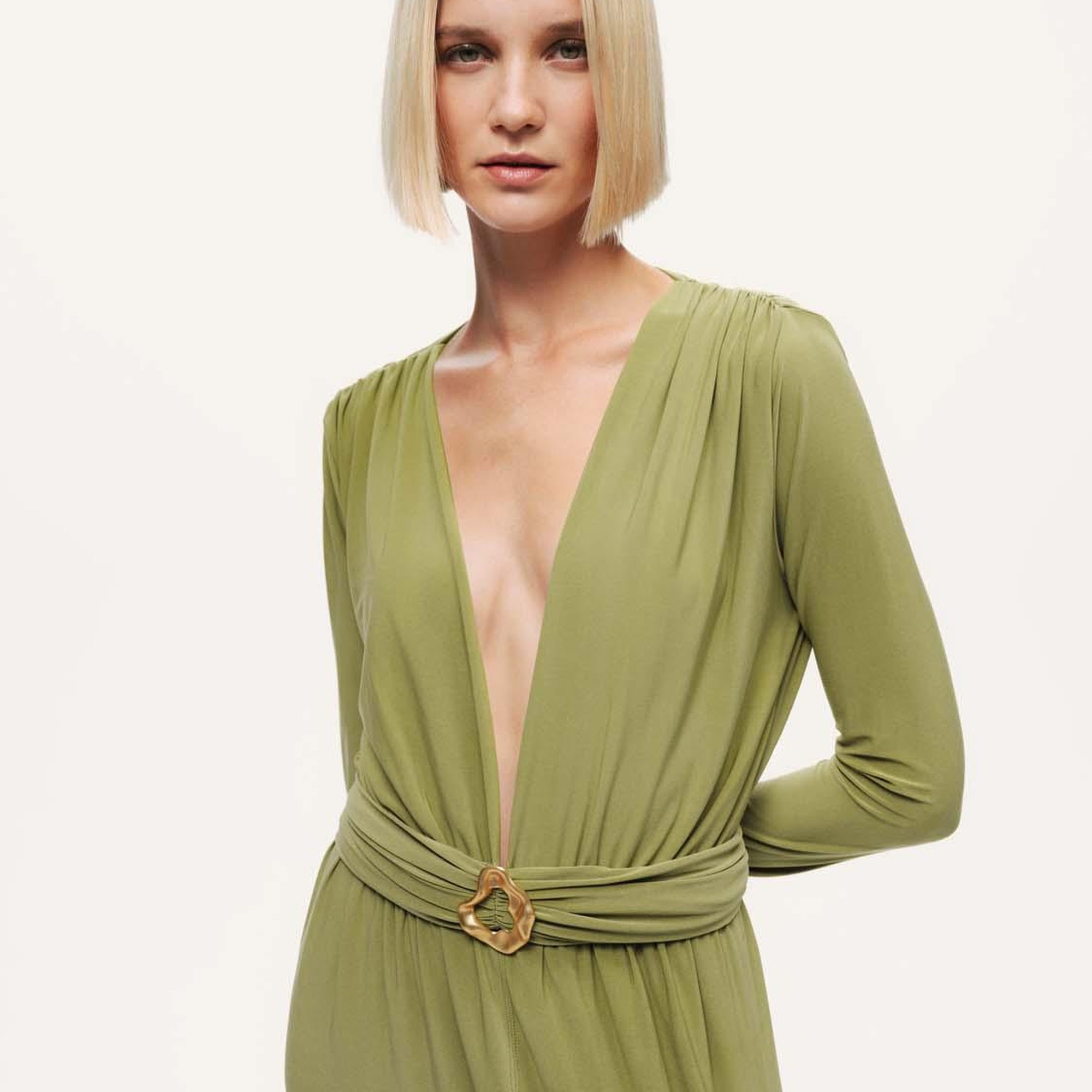 Bel Aksesuar Detaylı Maxi Elbise