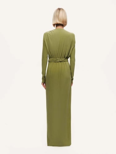  Bel Aksesuar Detaylı Maxi Elbise