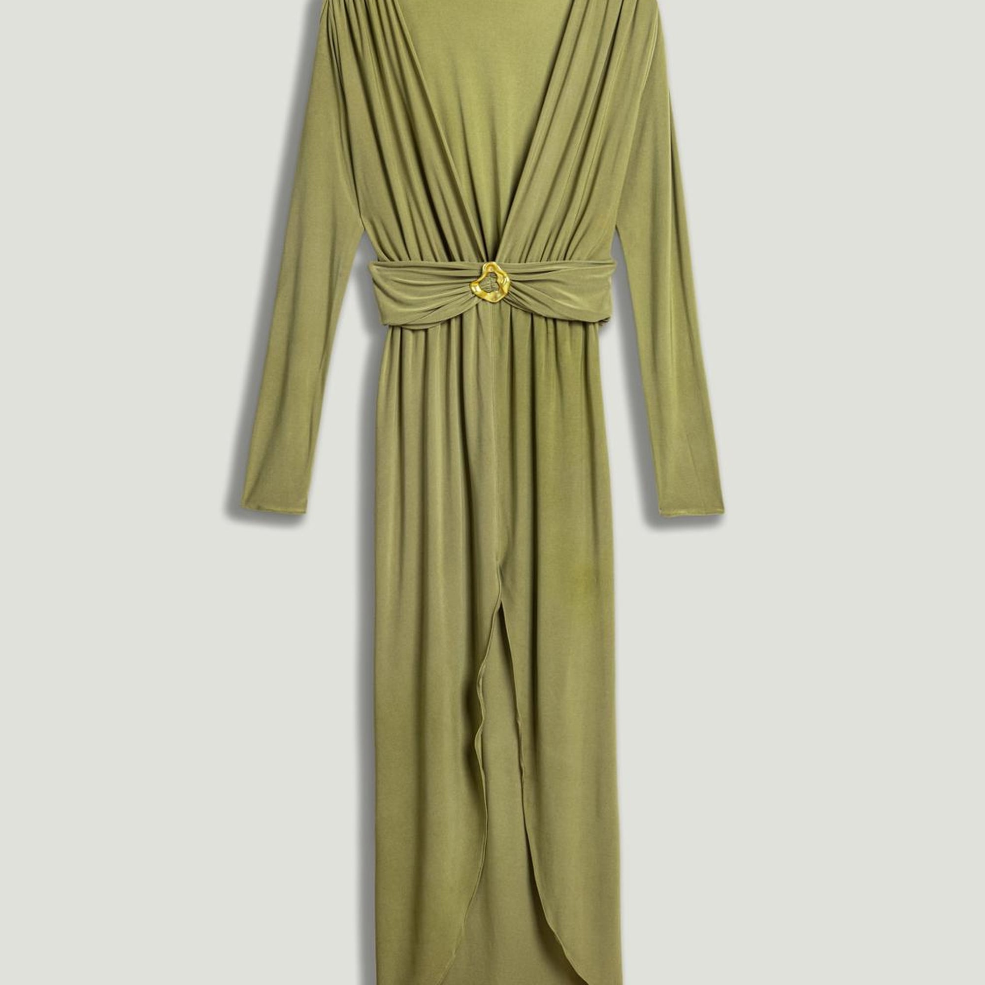 Bel Aksesuar Detaylı Maxi Elbise