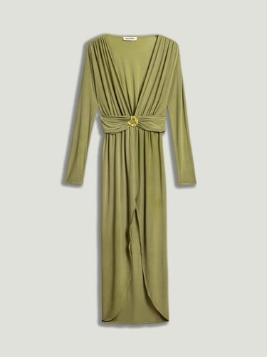  Bel Aksesuar Detaylı Maxi Elbise