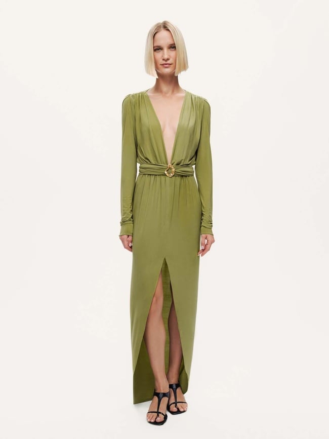  Bel Aksesuar Detaylı Maxi Elbise