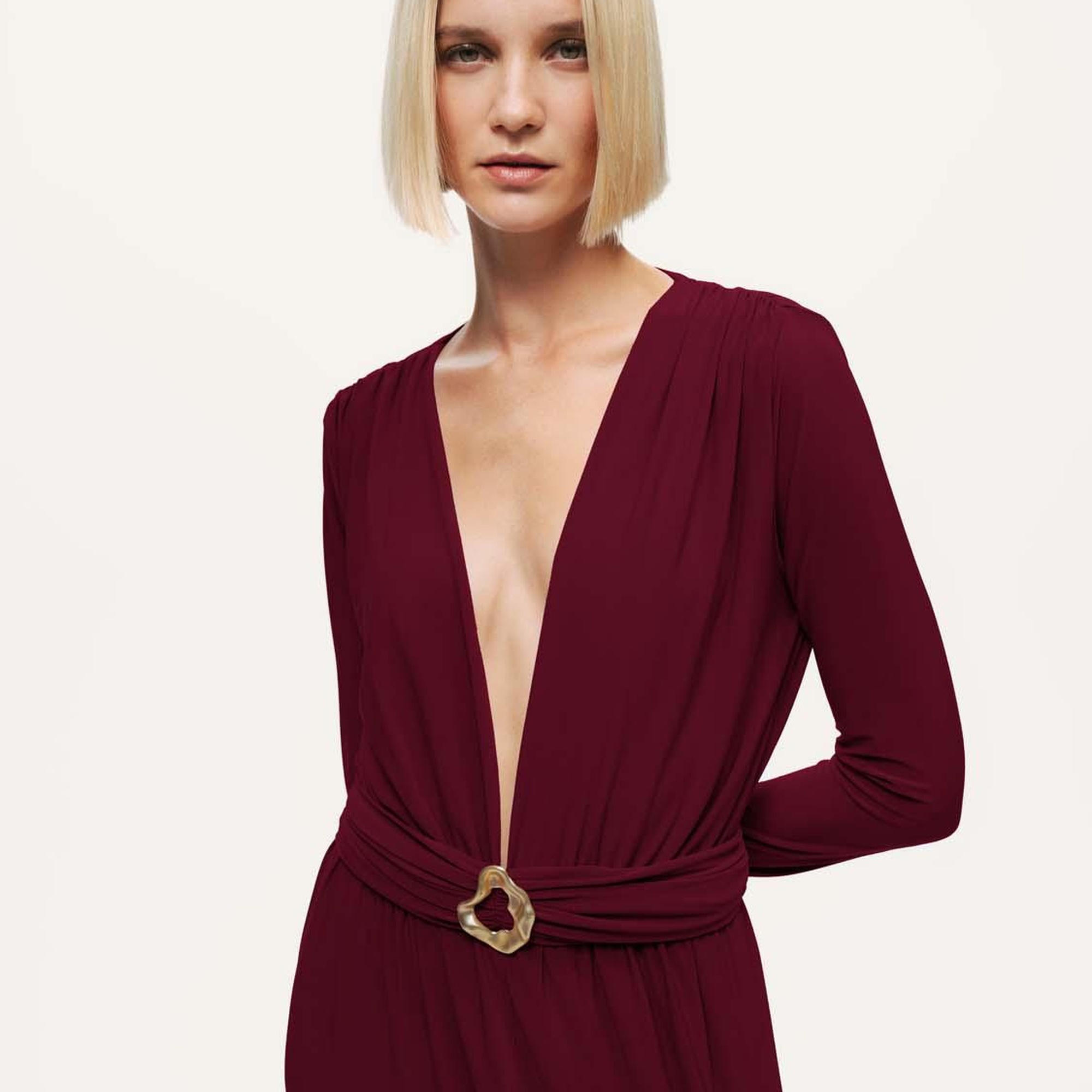 Bel Aksesuar Detaylı Maxi Elbise