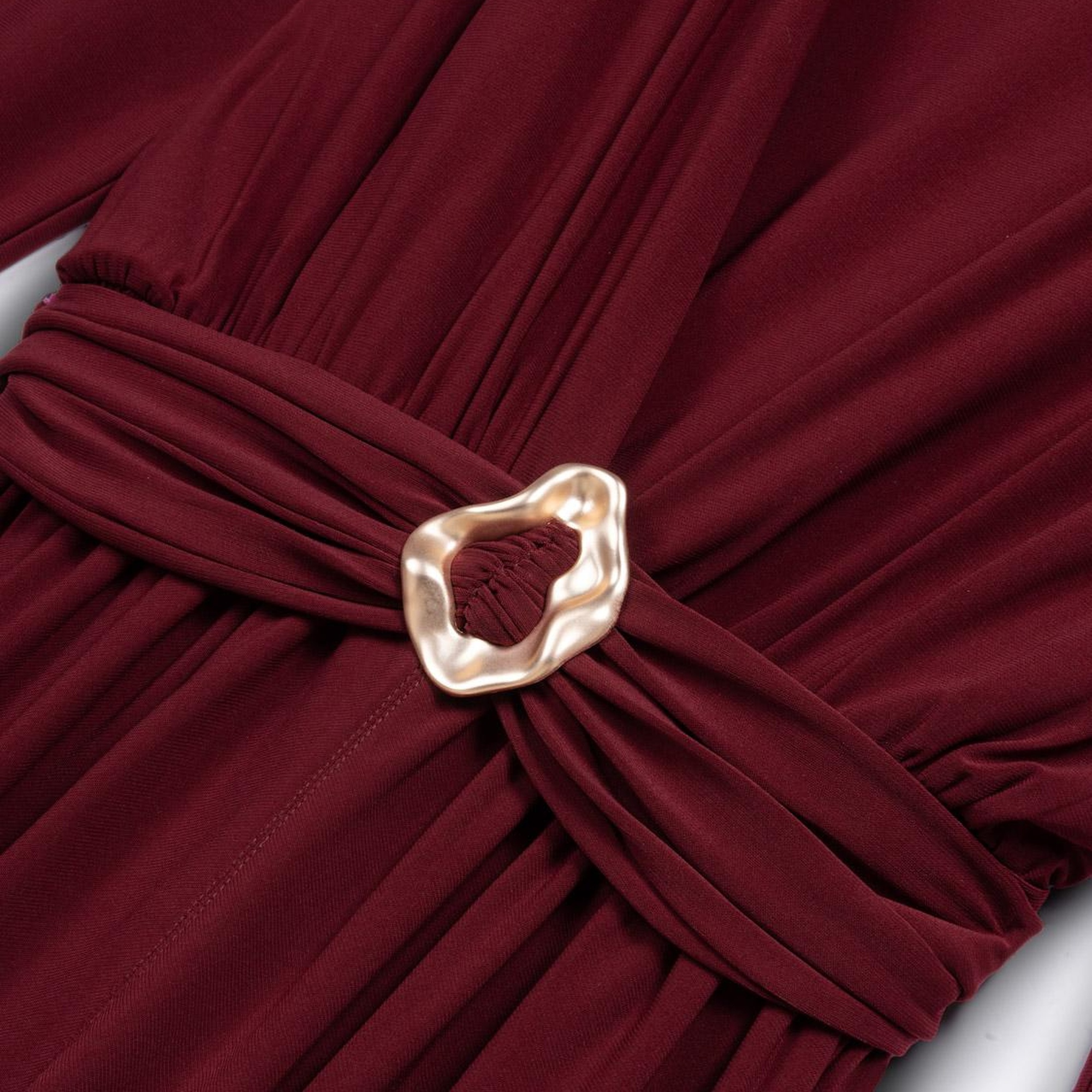 Bel Aksesuar Detaylı Maxi Elbise