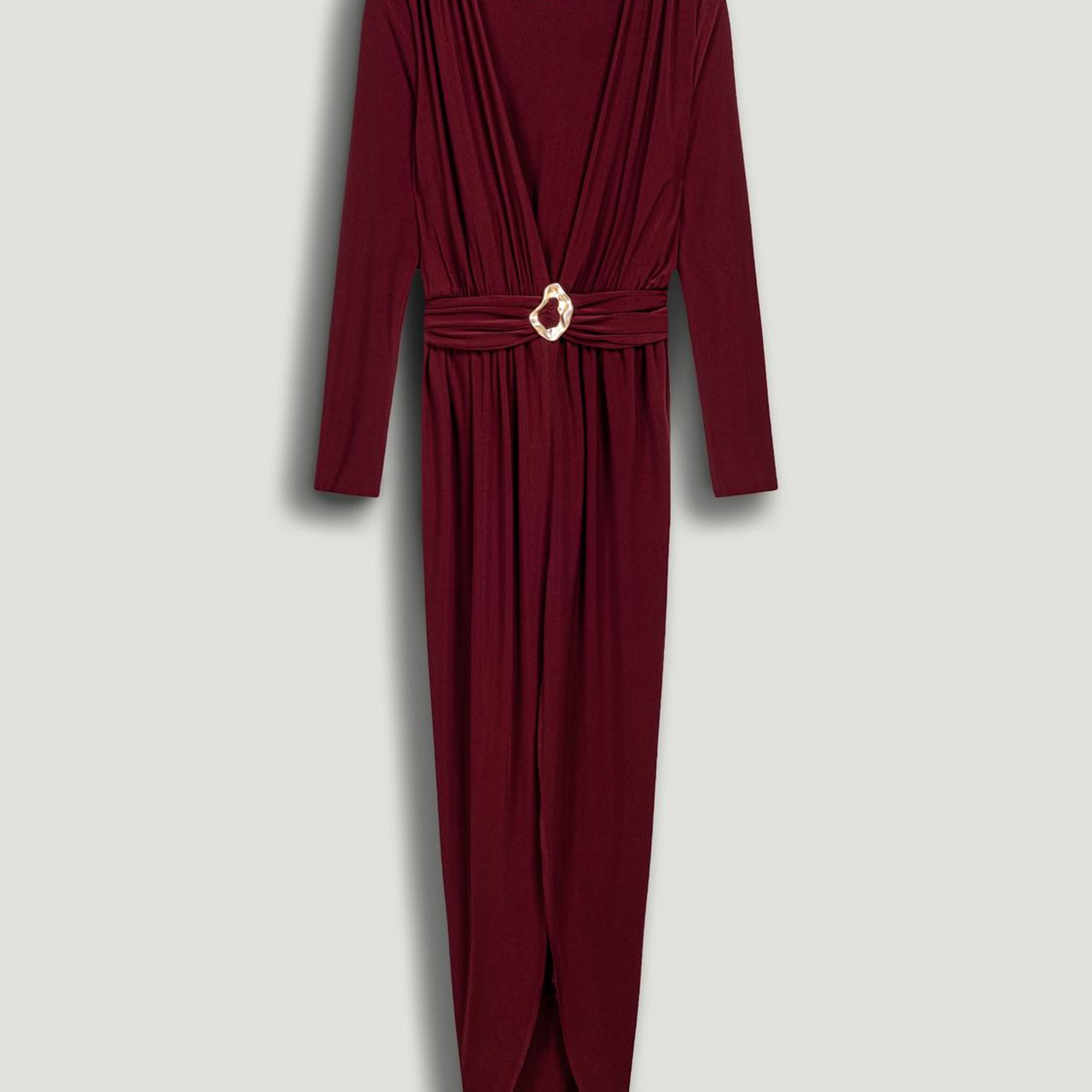 Bel Aksesuar Detaylı Maxi Elbise