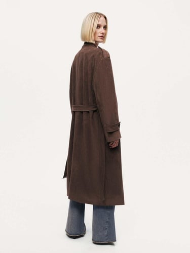  Kemerli Süet Maxi Trençkot