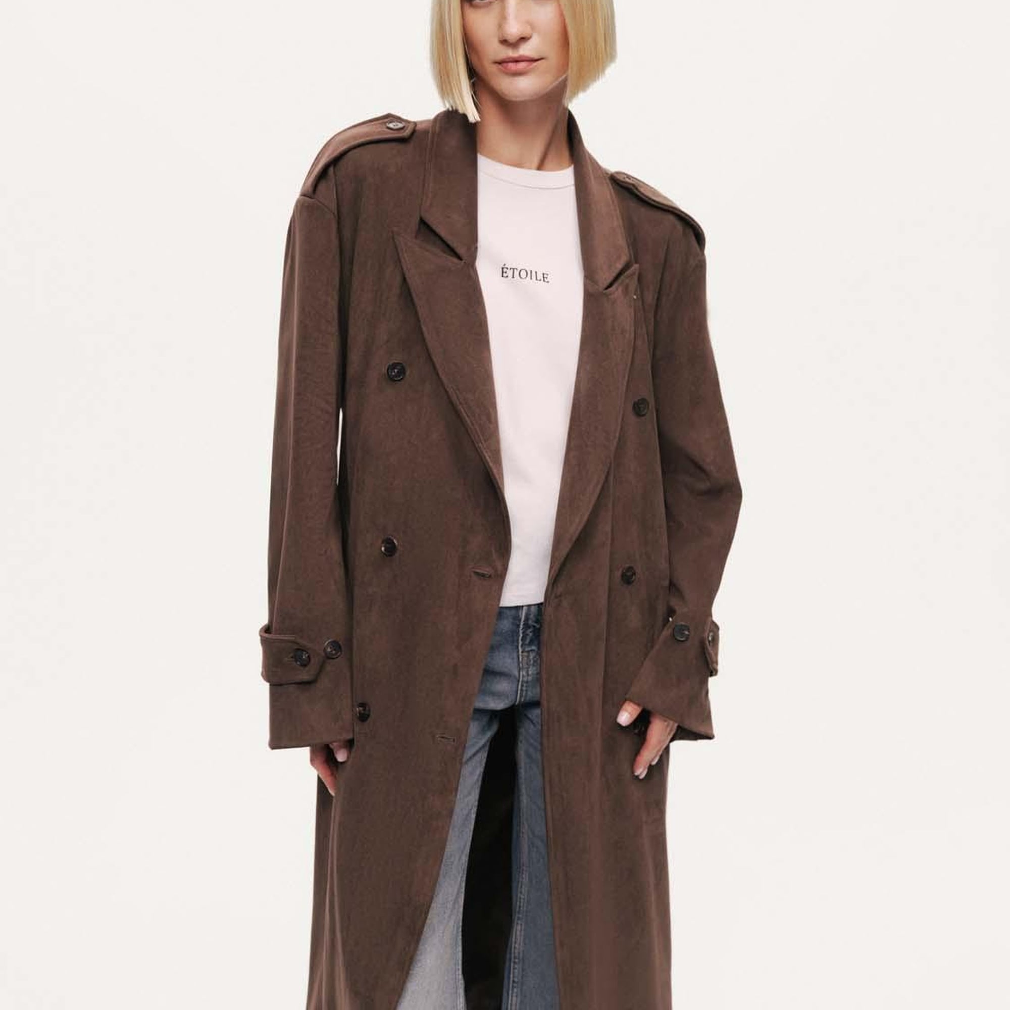 Kemerli Süet Maxi Trençkot