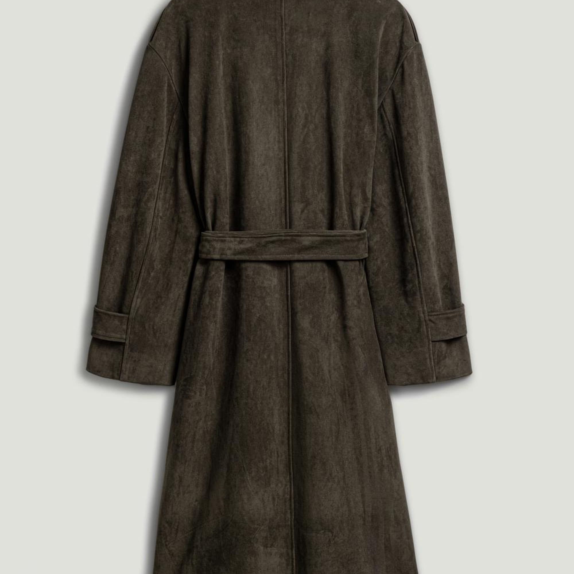 Kemerli Süet Maxi Trençkot