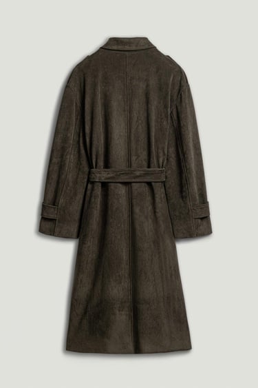  Kemerli Süet Maxi Trençkot