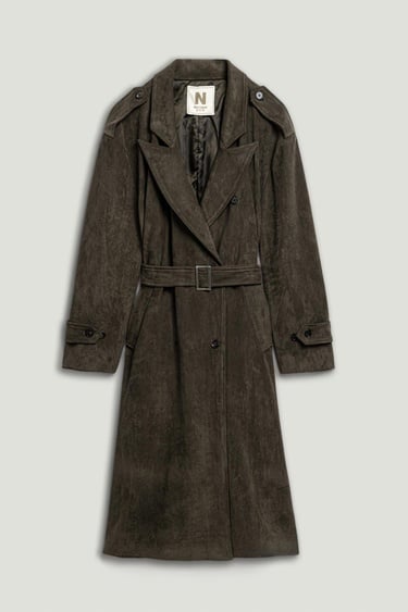  Kemerli Süet Maxi Trençkot