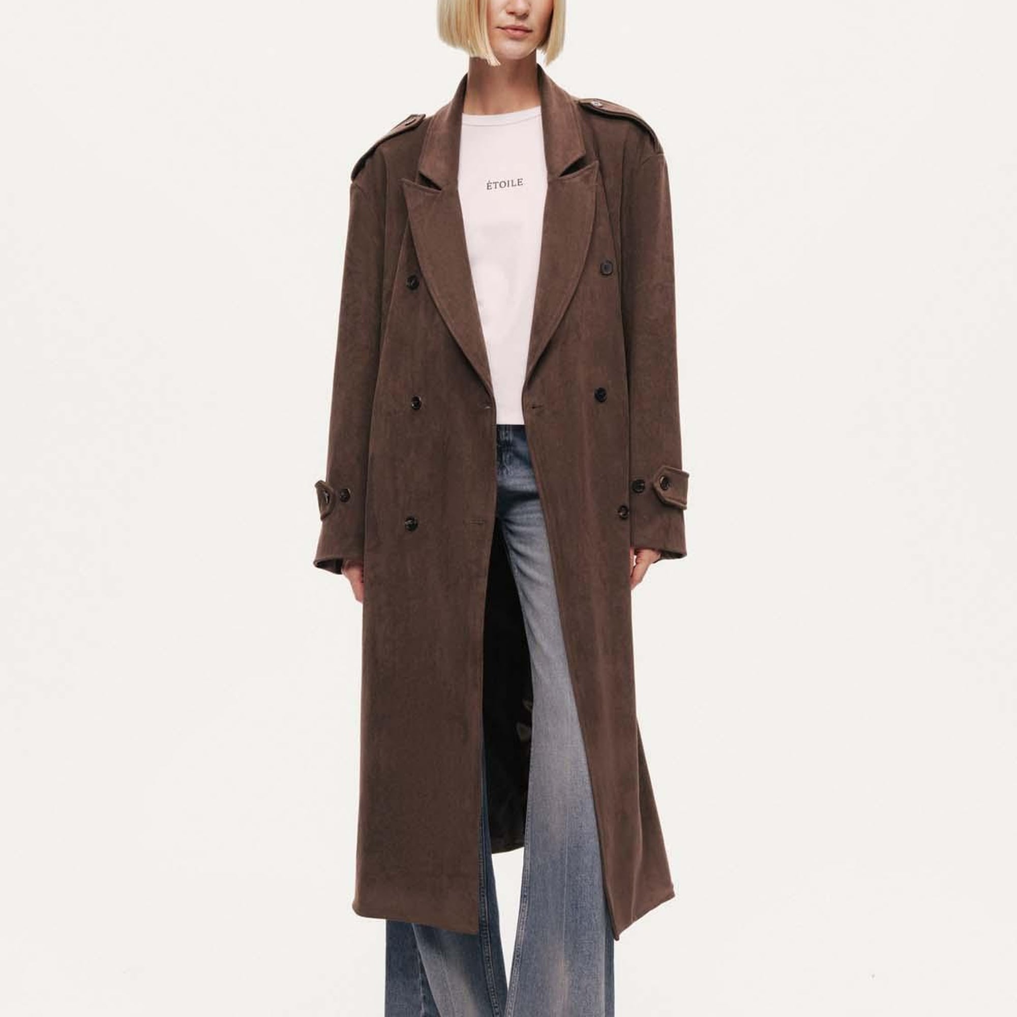 Kemerli Süet Maxi Trençkot