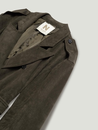  Kemerli Süet Maxi Trençkot