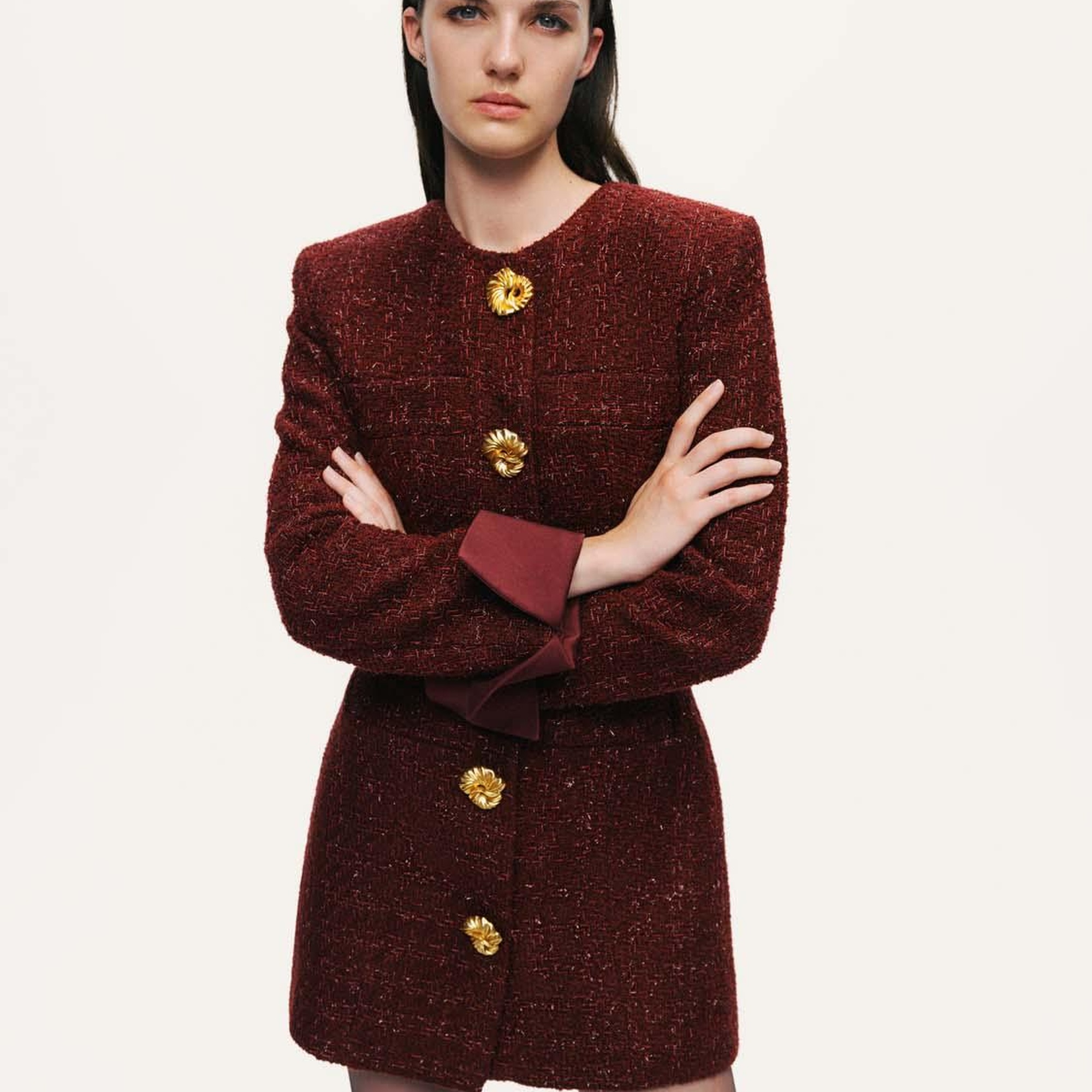 Vatkalı Tüvit Mini Elbise