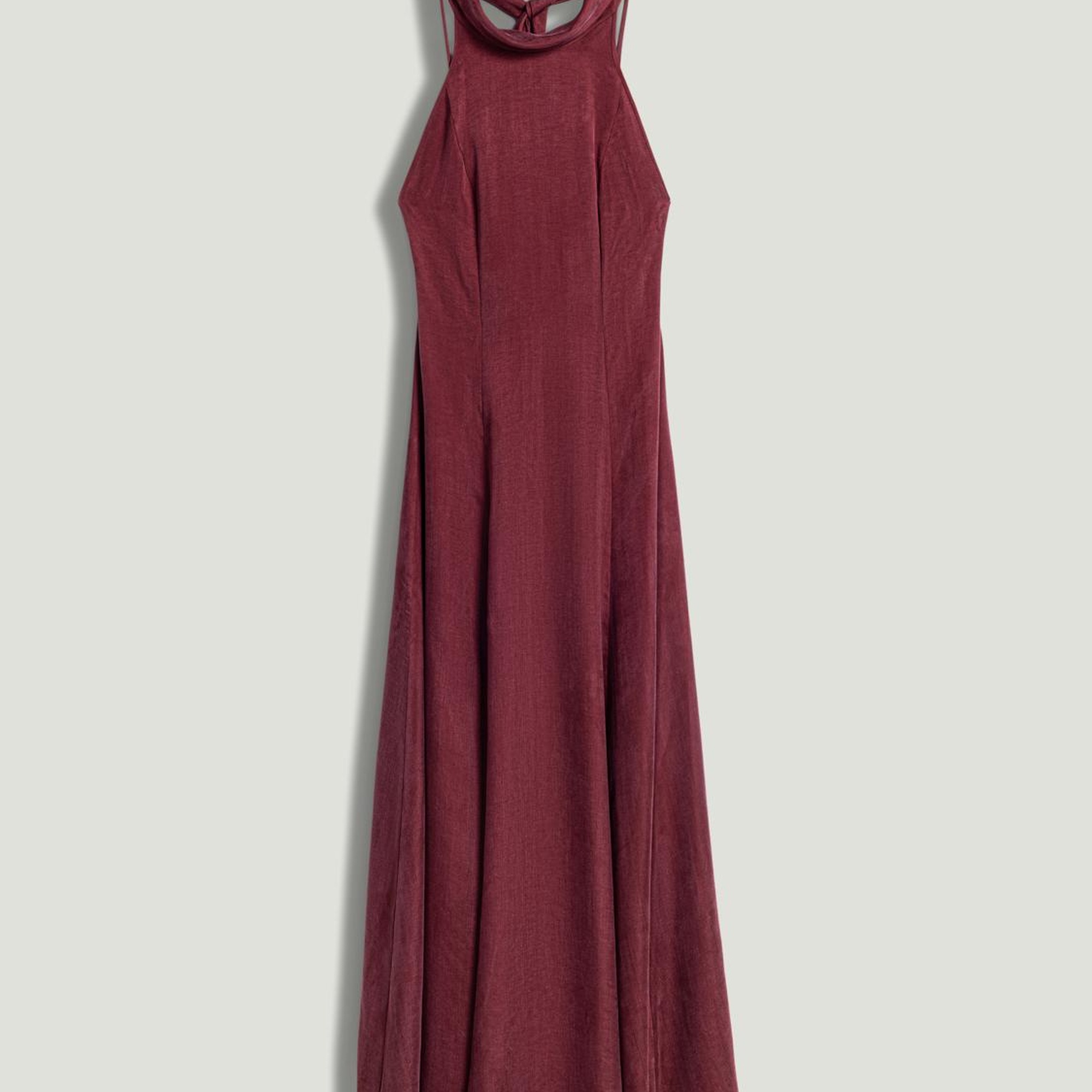 Halter Yaka Sırt Detaylı Maxi Elbise