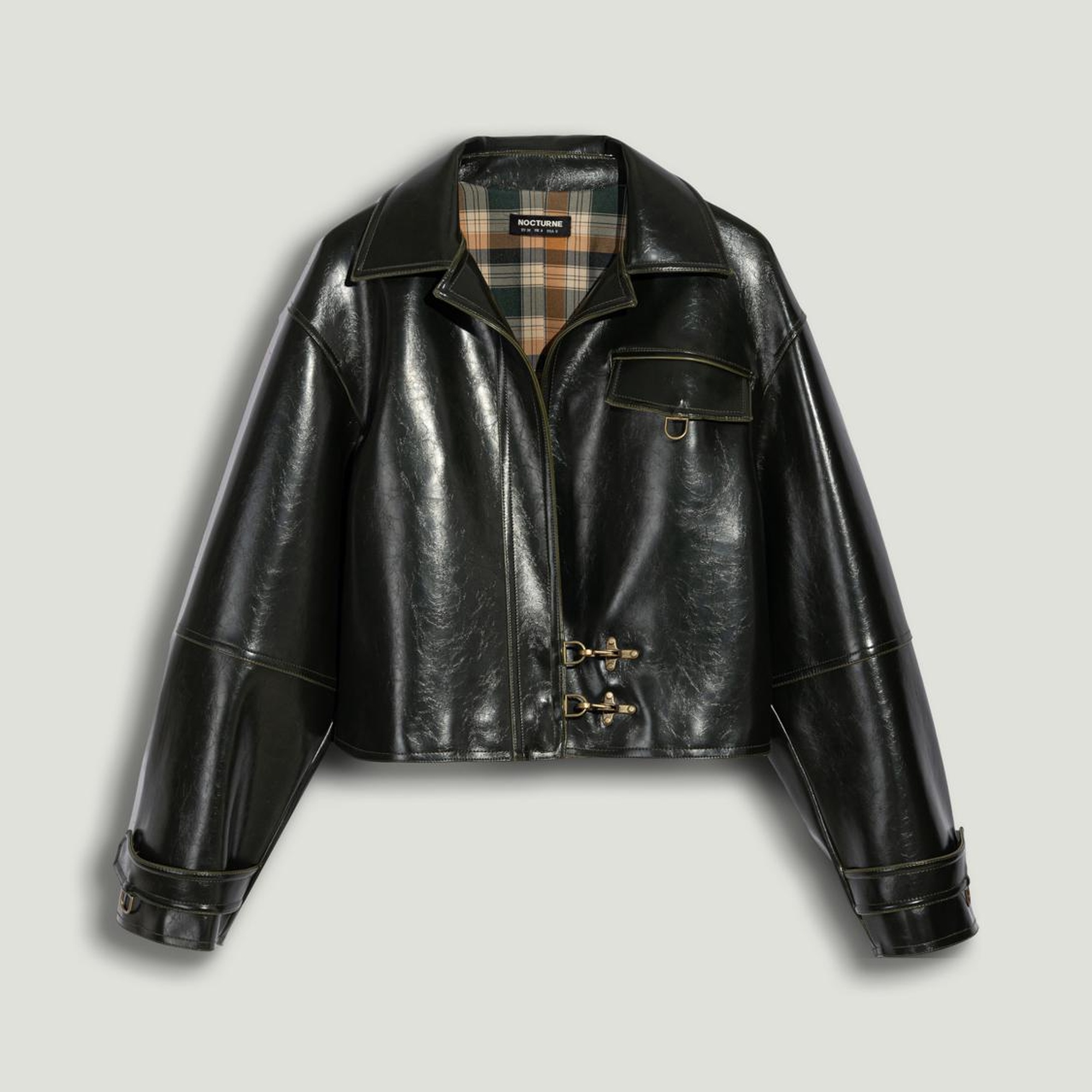 Kanca Detaylı Suni Deri Ceket