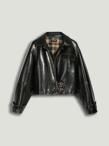  Kanca Detaylı Suni Deri Ceket