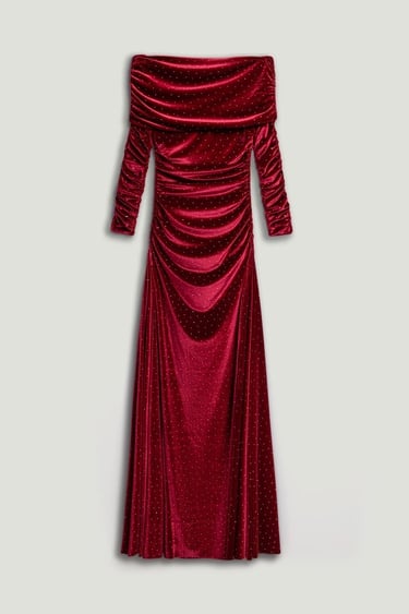  Katlı Düz Yaka Maxi Elbise