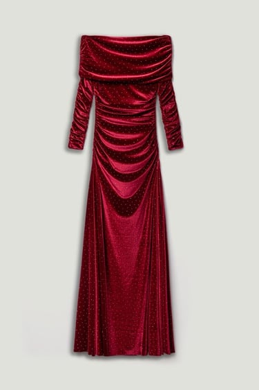  Katlı Düz Yaka Maxi Elbise