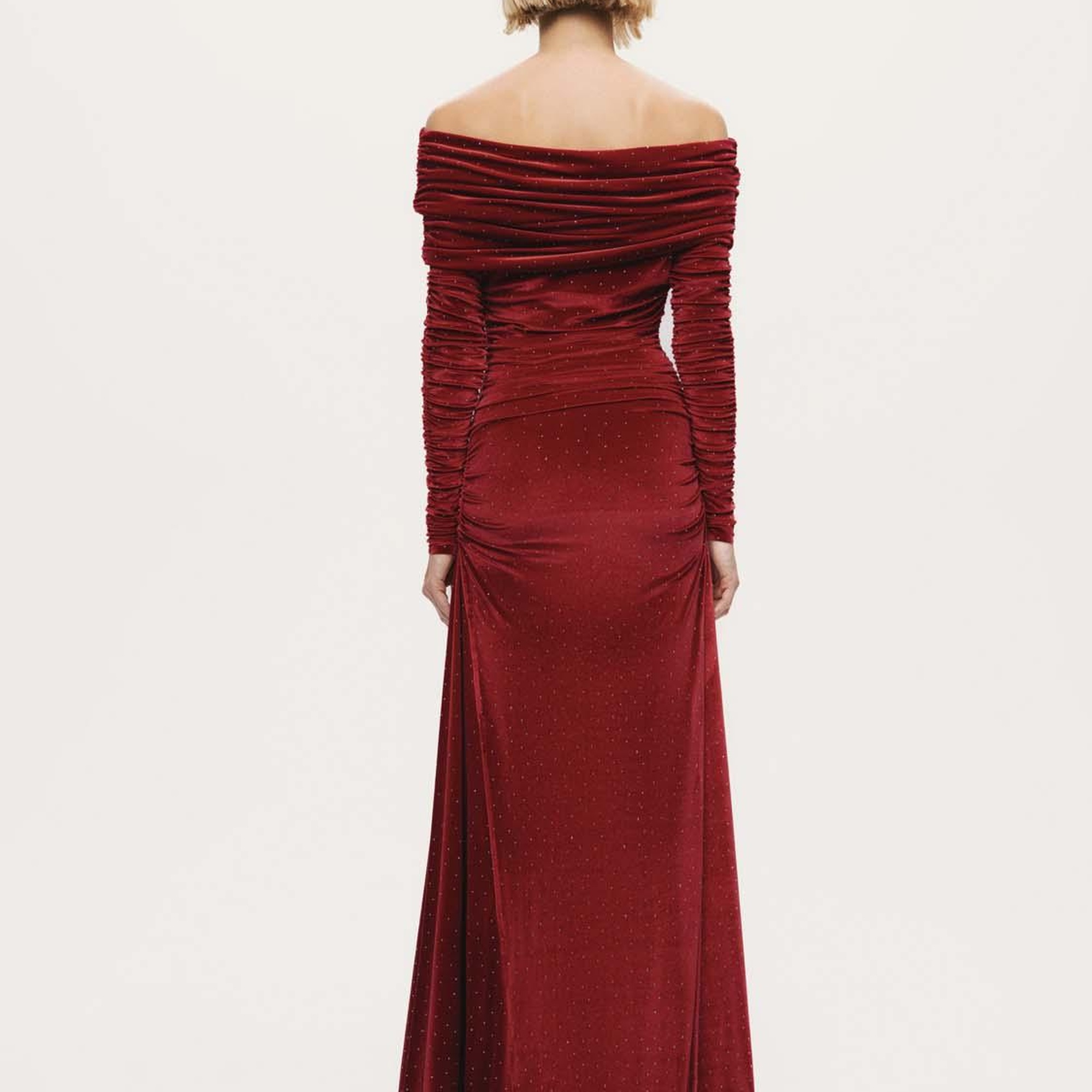 Katlı Düz Yaka Maxi Elbise