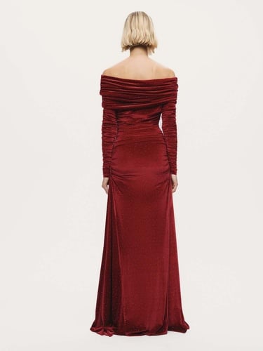  Katlı Düz Yaka Maxi Elbise