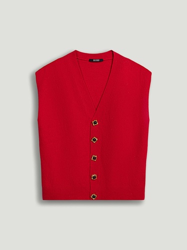  Düğme Aksesuarlı Triko Yelek