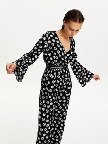  Desenli Kemer Detaylı Tulum