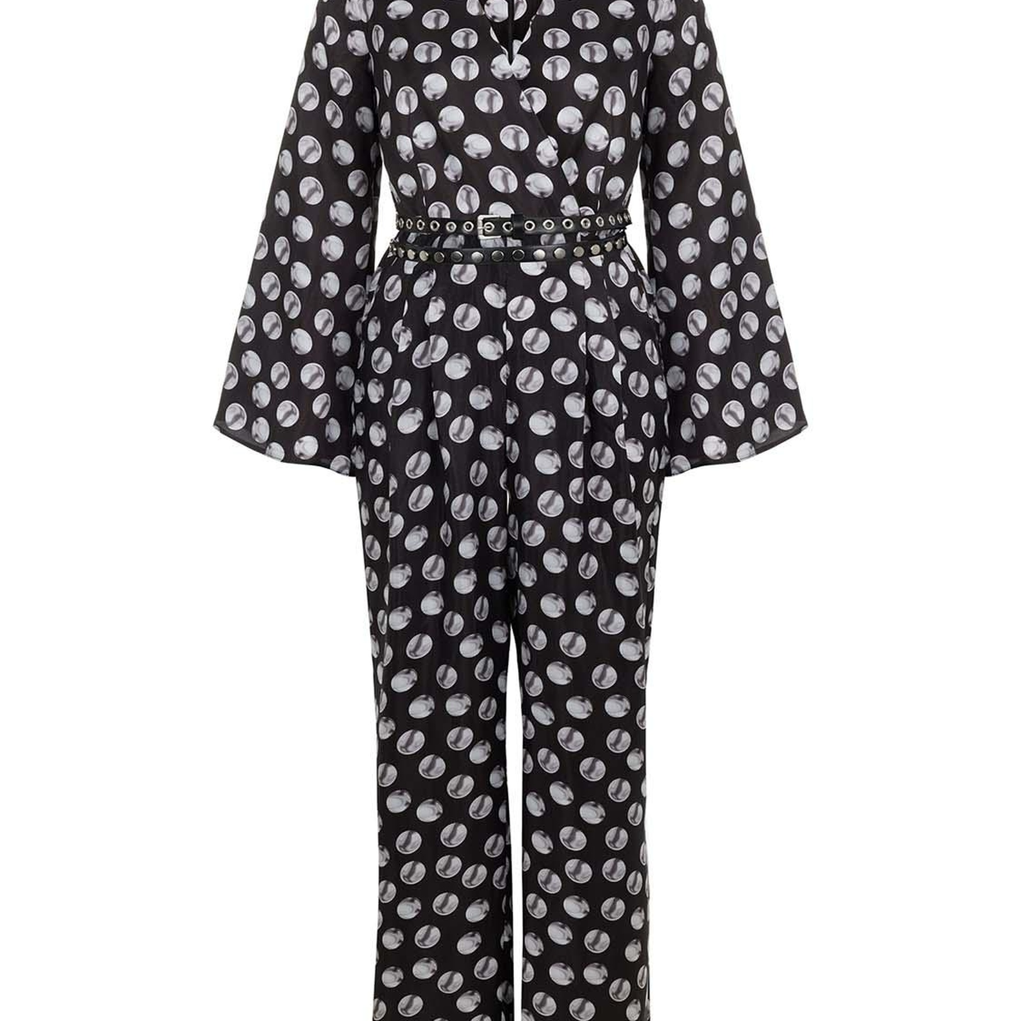 Desenli Kemer Detaylı Tulum