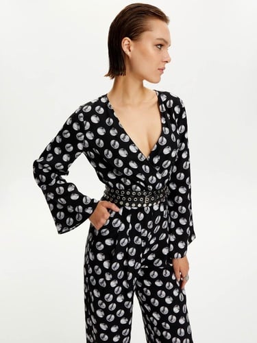  Desenli Kemer Detaylı Tulum