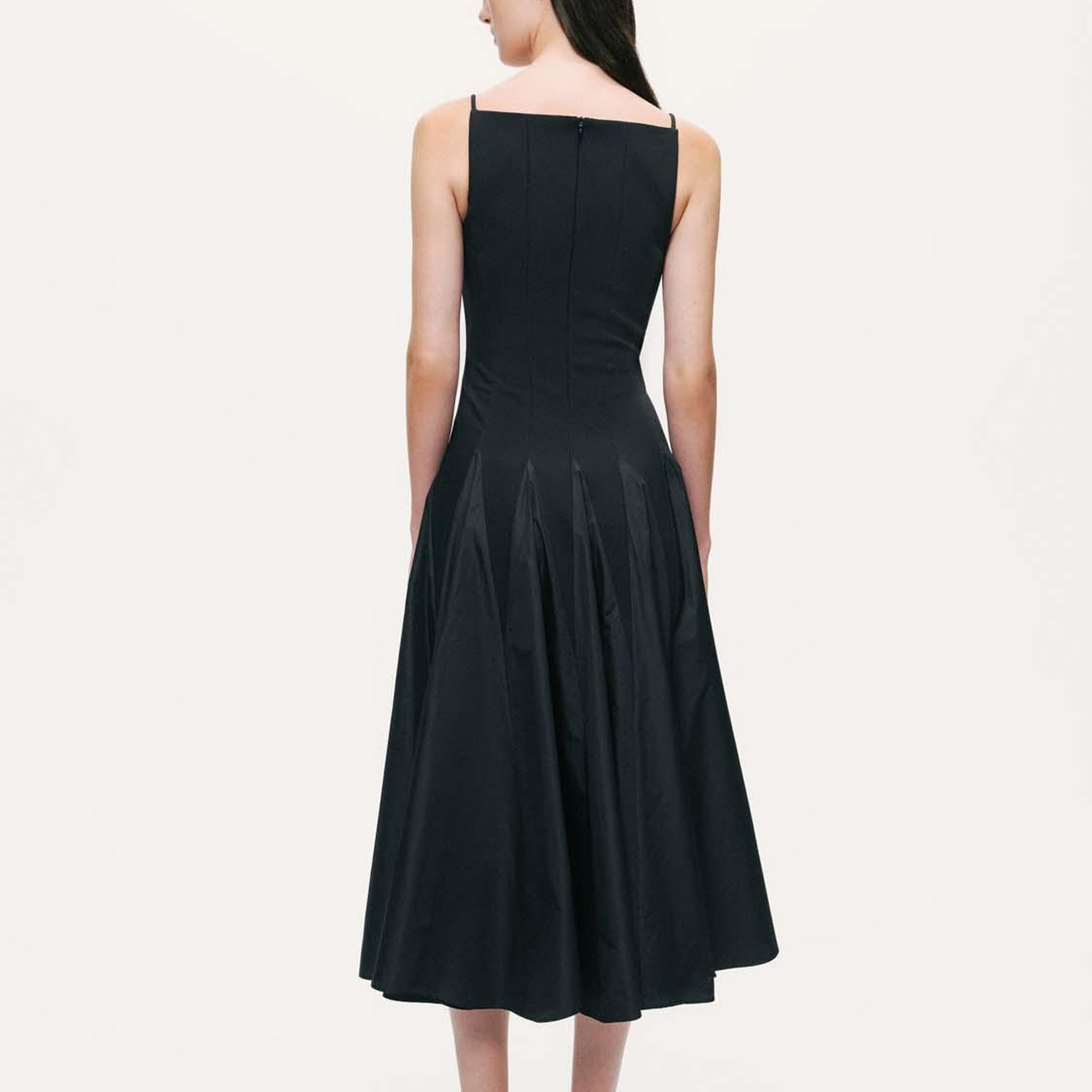 Tafta Detaylı Midi Elbise