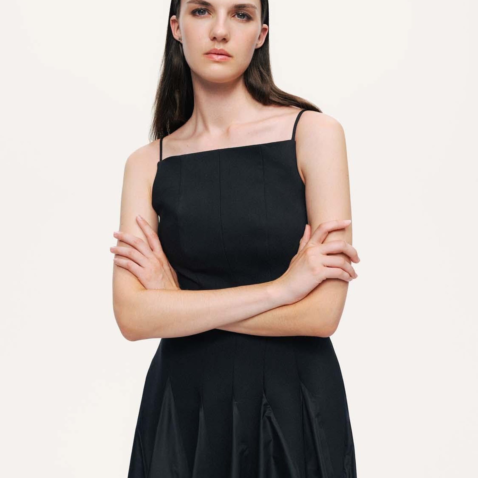 Tafta Detaylı Midi Elbise