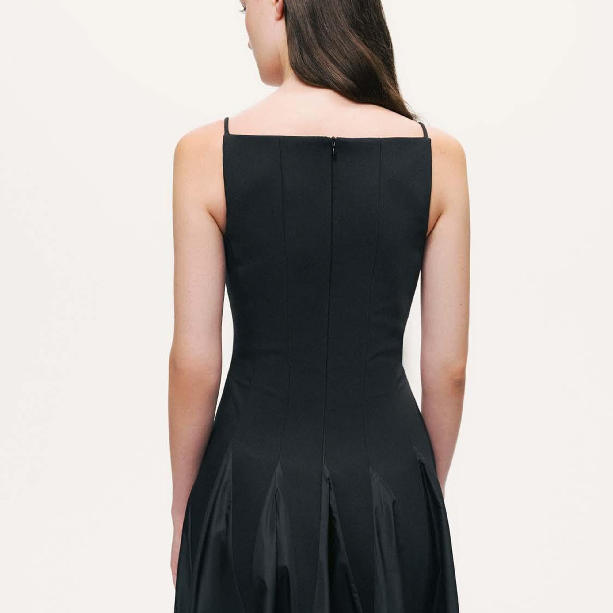 Tafta Detaylı Midi Elbise