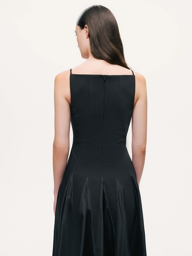  Tafta Detaylı Midi Elbise