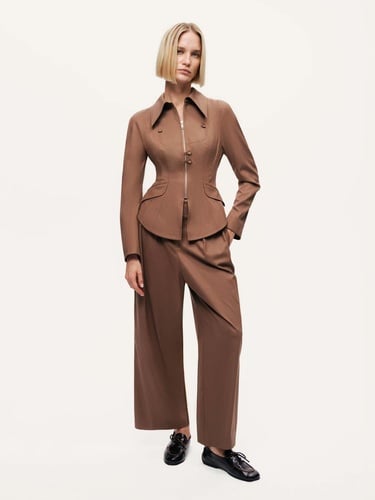  Fermuar ve Düğme Detaylı Ceket