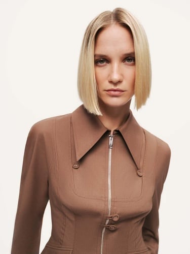  Fermuar ve Düğme Detaylı Ceket