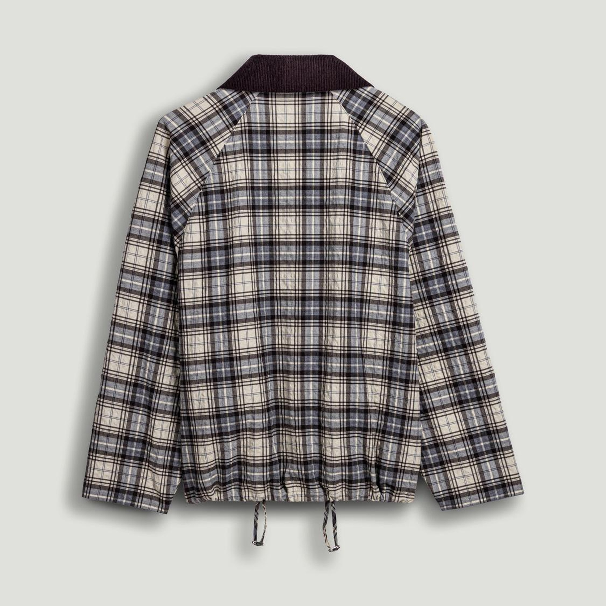 Kontrast Yakalı Ekose Ceket