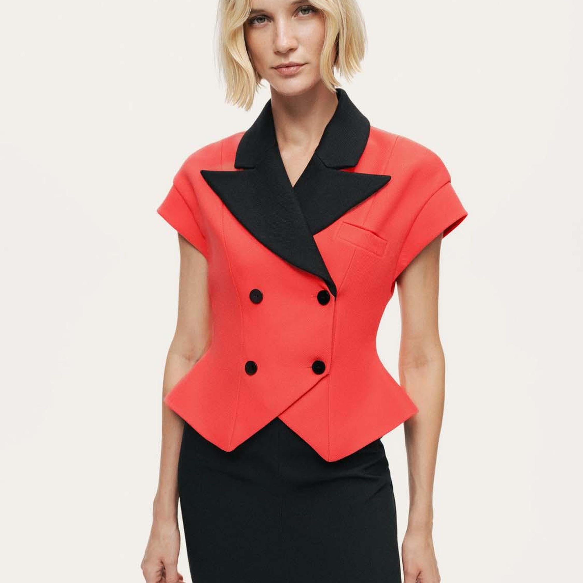 Katlı Kruvaze Yaka Yelek