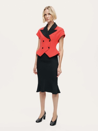  Katlı Kruvaze Yaka Yelek