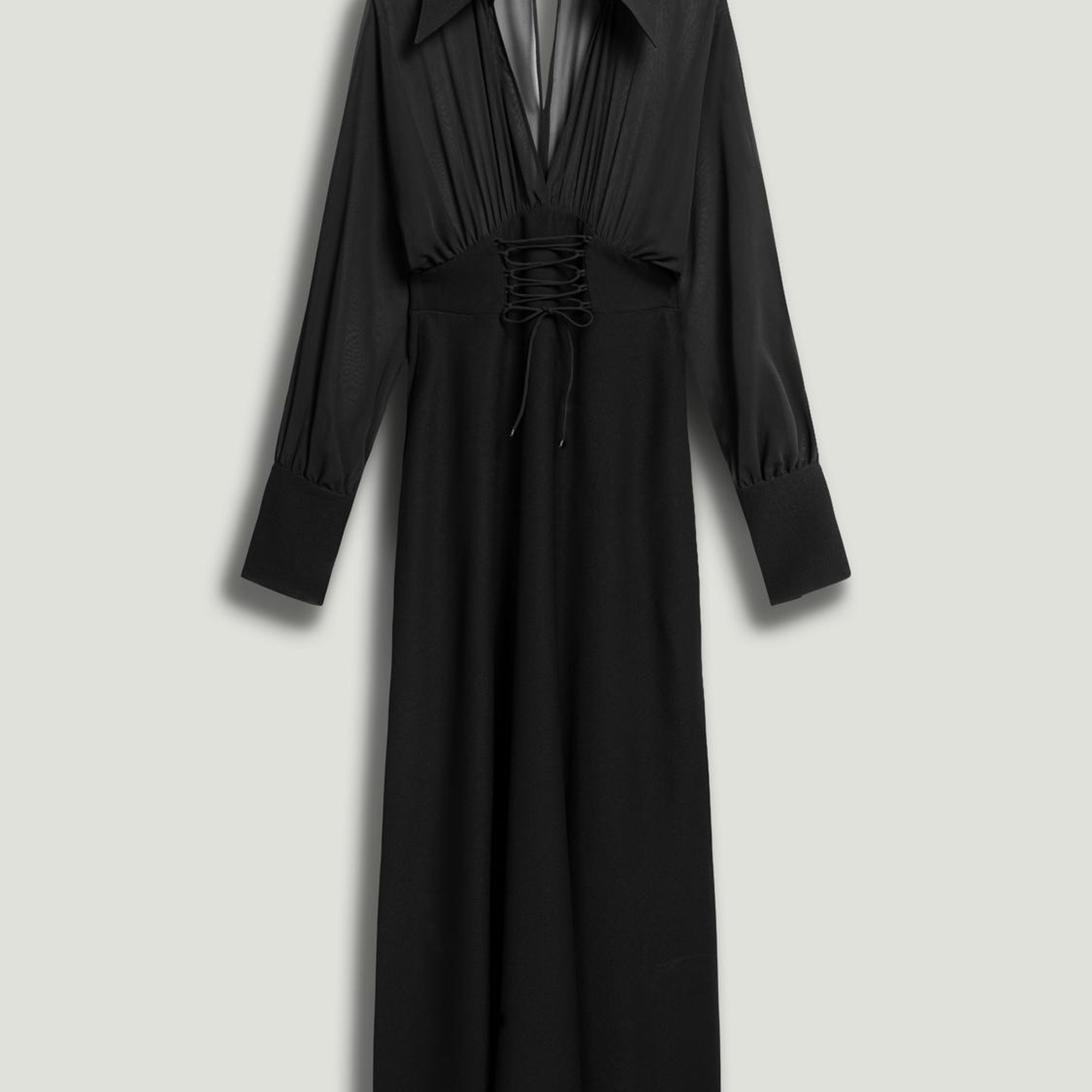 Tül Detaylı Maxi Elbise