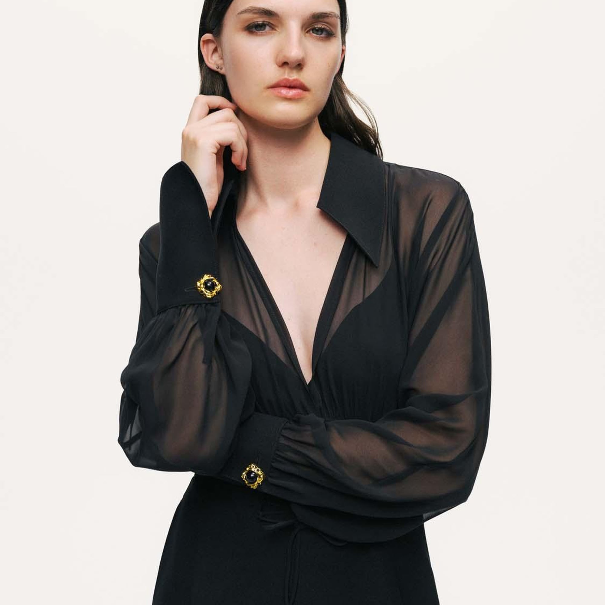 Tül Detaylı Maxi Elbise