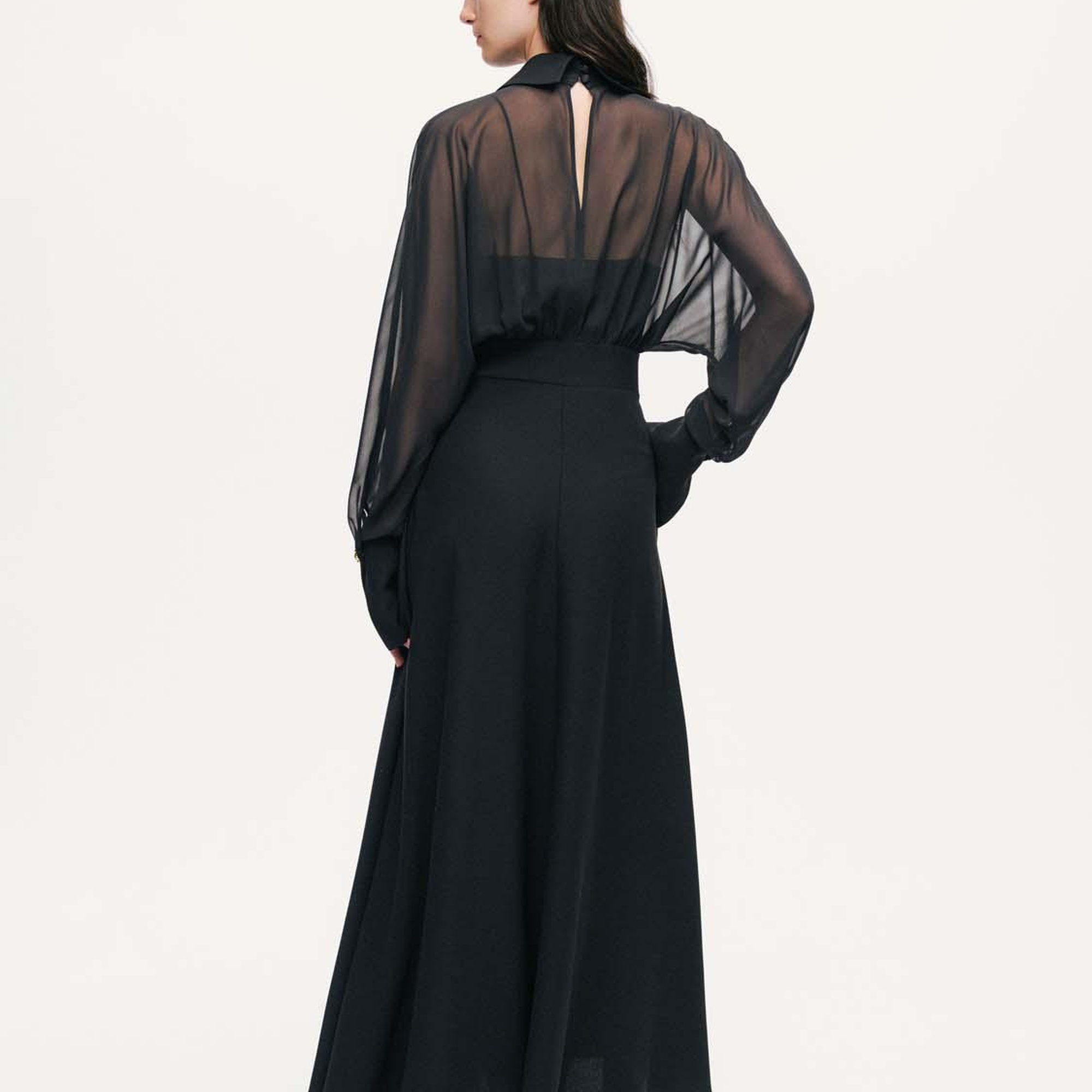 Tül Detaylı Maxi Elbise