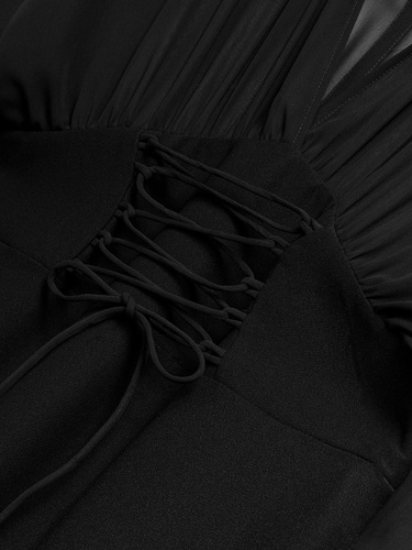  Tül Detaylı Maxi Elbise