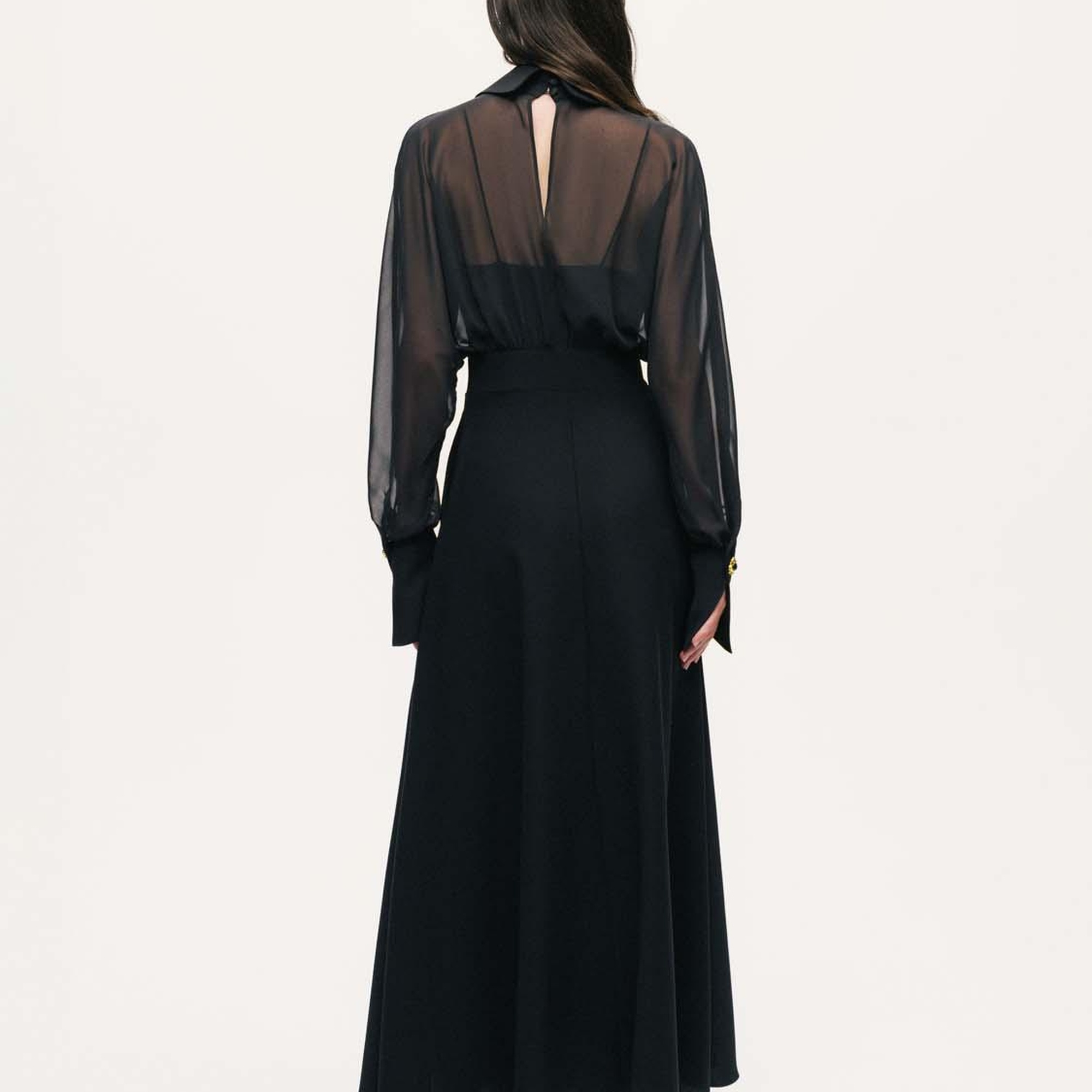 Tül Detaylı Maxi Elbise