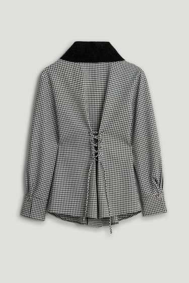  Metal Aksesuarlı Ekoseli Gömlek