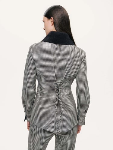  Metal Aksesuarlı Ekoseli Gömlek