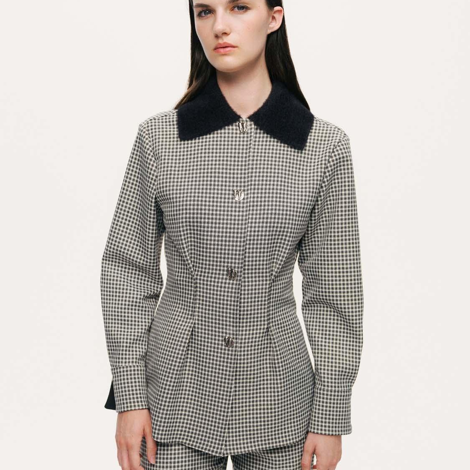 Metal Aksesuarlı Ekoseli Gömlek