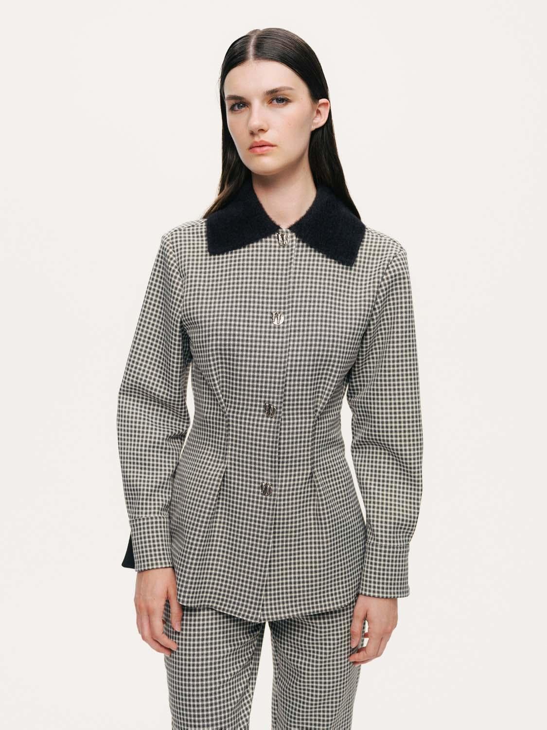  Metal Aksesuarlı Ekoseli Gömlek