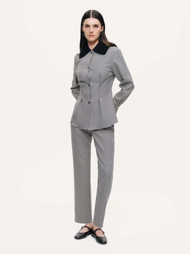  Metal Aksesuarlı Ekoseli Gömlek