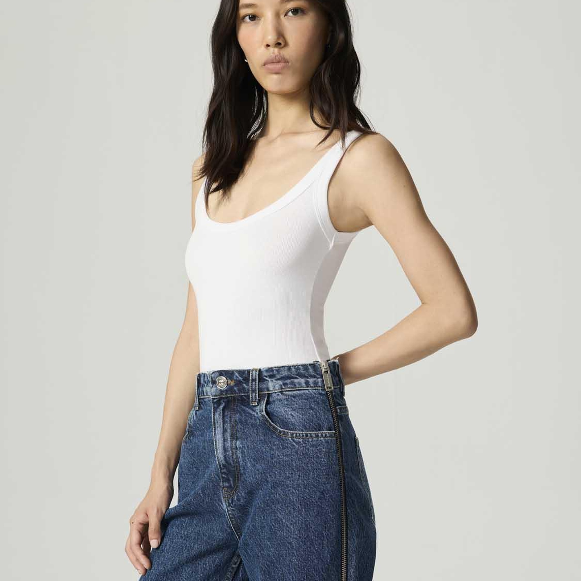 Fermuar Detaylı Jean Pantolon