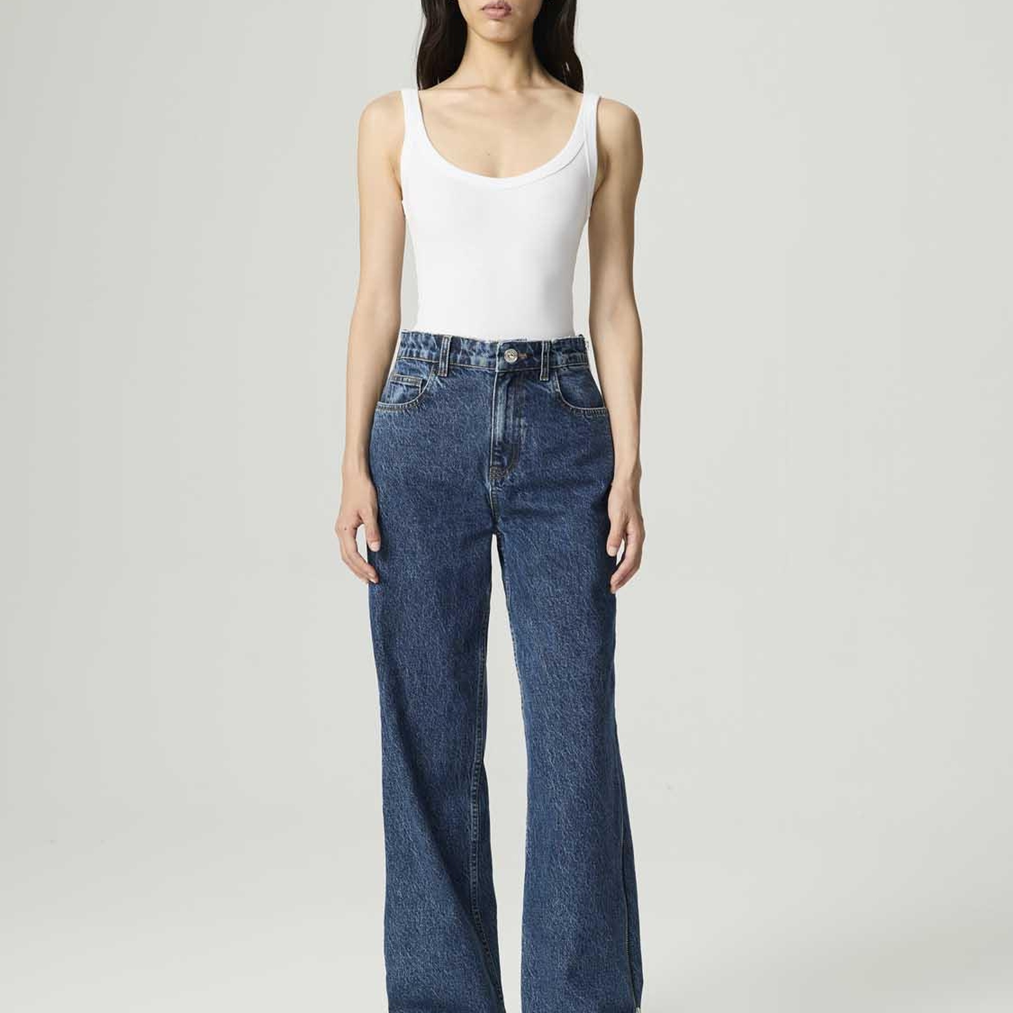 Fermuar Detaylı Jean Pantolon