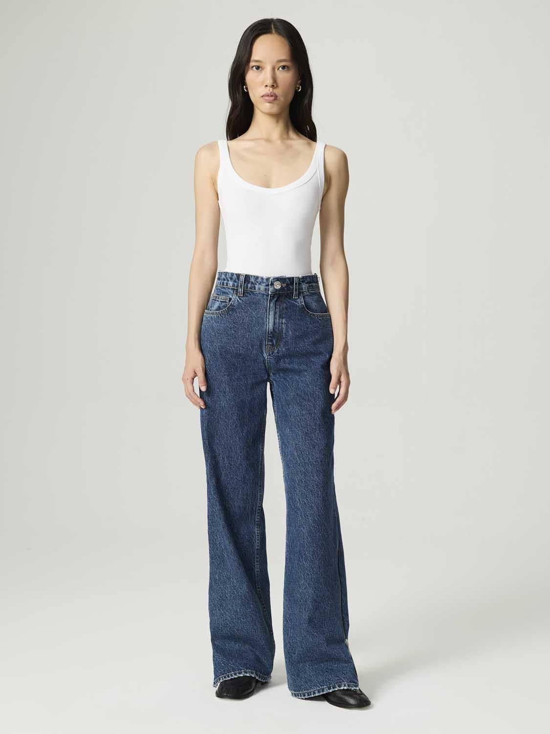  Fermuar Detaylı Jean Pantolon